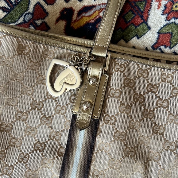 GUCCI GG Canvas Sherry Line Tote Bag Beige Black 139260 - Picture 4 of 16